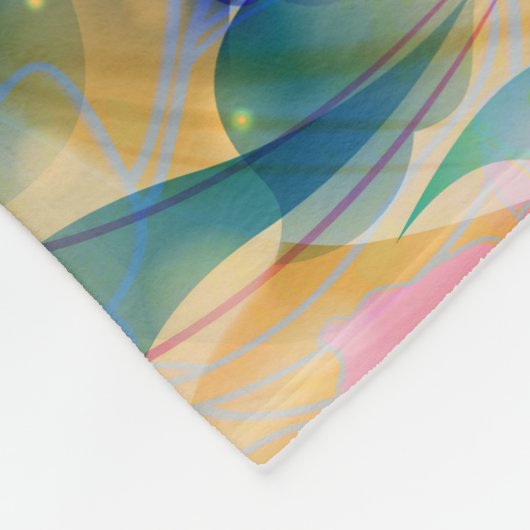 Beige en lichtblauwe Abstracte bloemen Fleece Deken (Hoek)