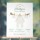 Beige en lichtgroene Baby shower uitnodiging Acryl Bord (Neutraal)