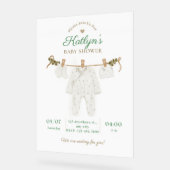 Beige en lichtgroene Baby shower uitnodiging Acryl Bord (Hoek)