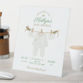 Beige en lichtgroene Baby shower uitnodiging Reclamebord Met Voetstuk (Insitu)