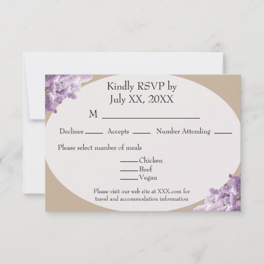 Beige en lila RSVP kaart (Voorkant)