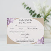 Beige en lila RSVP kaart (Staand voorkant)