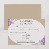 Beige en lila RSVP kaart (Voorkant / Achterkant)