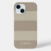 Beige en Linen Modern Striped Pattern Custom Name Case-Mate iPhone Case (Achterkant)