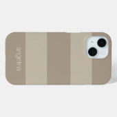 Beige en Linen Modern Striped Pattern Custom Name Case-Mate iPhone Case (Achterkant (horizontaal))