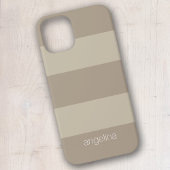 Beige en Linen Modern Striped Pattern Custom Name Case-Mate iPhone Case