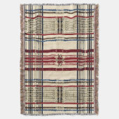 Beige en marine rustieke speelpatroon deken (Voorkant Verticaal)