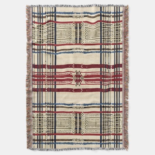 Beige en marine rustieke speelpatroon deken (Voorkant Verticaal)