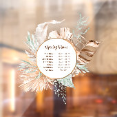 Beige en Mint Boeket Openingstijden Venster Cling Raamsticker (Vel 2)