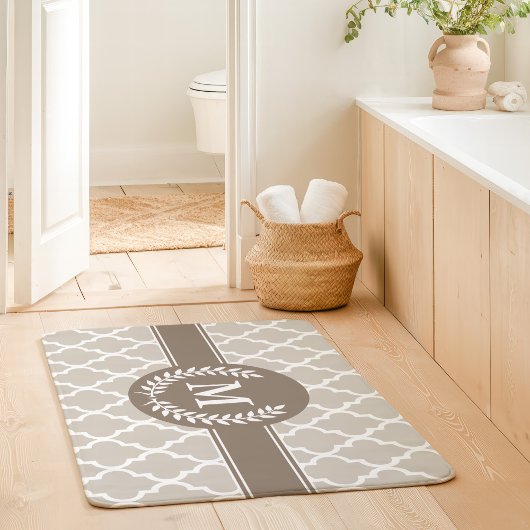 Beige en Mocha Marokkaanse Monogram Badmat