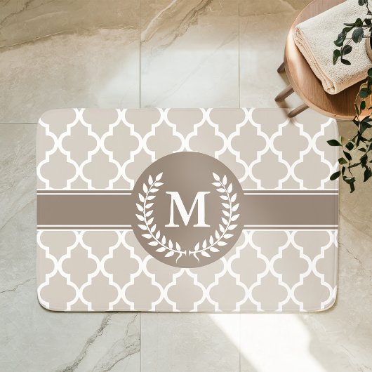 Beige en Mocha Marokkaanse Monogram Badmat