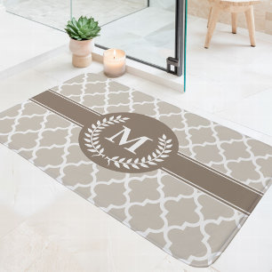 Beige en mokka Marokkaans monogram Badmat