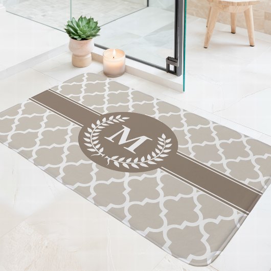 Beige en mokka Marokkaans monogram Badmat