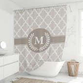 Beige en mokka Marokkaans monogram Douchegordijn