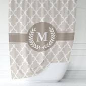 Beige en mokka Marokkaans monogram Douchegordijn