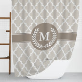 Beige en mokka Marokkaans monogram Douchegordijn