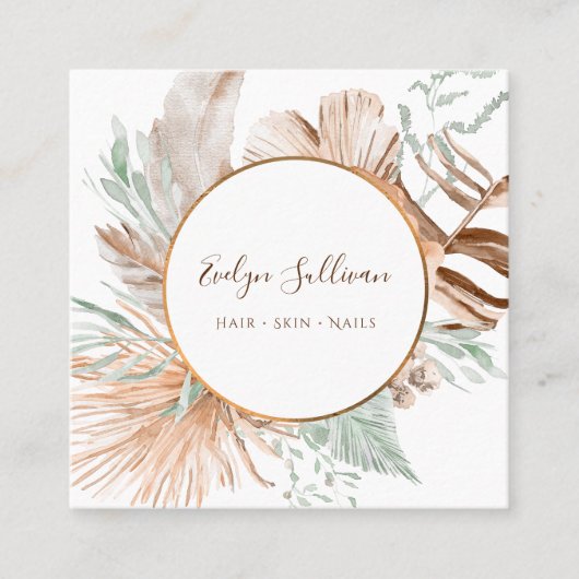 Beige en munt boeket visitekaartje (Voorkant)