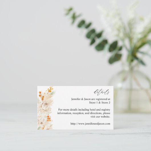 Beige en Oranje Floral Enclosure Kaart (Staand voorkant)