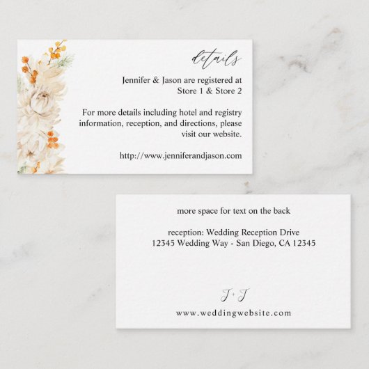 Beige en Oranje Floral Enclosure Kaart (Voorkant / Achterkant)