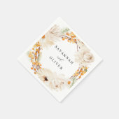 Beige en Oranje Floral Name Napkins Servet (Hoek)