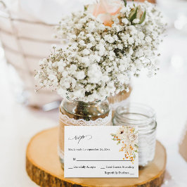 Beige en Oranje Floral no Meal RSVP Kaartje