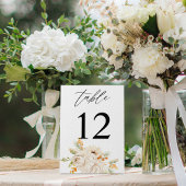 Beige en Oranje Floral Table Number Kaart