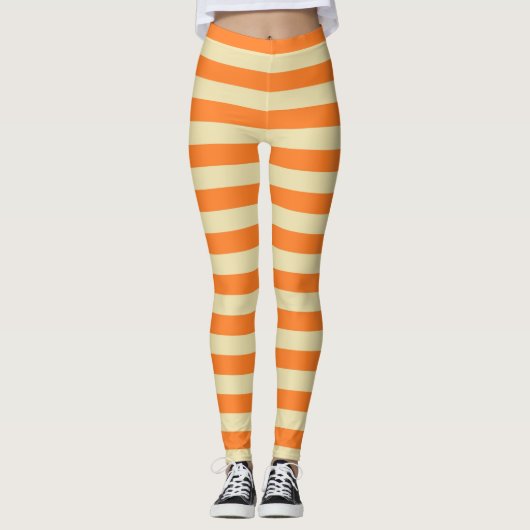 Beige en Oranje strepen Leggings (Voorkant)