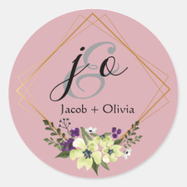 Beige en Peach Creatieve Minimalistische bruiloft  Ronde Sticker