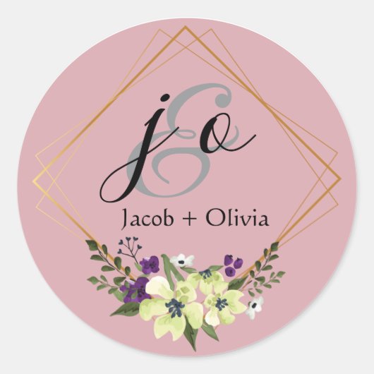 Beige en Peach Creatieve Minimalistische bruiloft  Ronde Sticker (Voorkant)