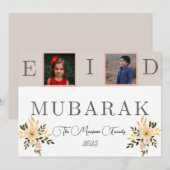 Beige en perzikfloralen Eidgroeten Feestdagenkaart (Voorkant / Achterkant)