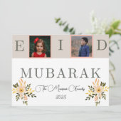 Beige en perzikfloralen Eidgroeten Feestdagenkaart (Staand voorkant)