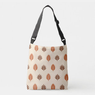 Beige en rijke bruine herfstbladeren crossbody tas