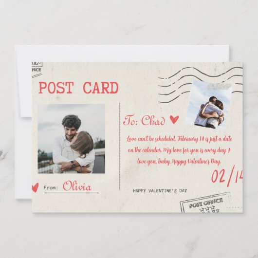 Beige en rode esthetische Happy Valentine's Day Ka Feestdagenkaart (Voorkant)