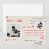 Beige en rode esthetische Happy Valentine's Day Ka Feestdagenkaart (Voorkant / Achterkant)