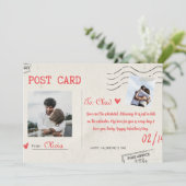 Beige en rode esthetische Happy Valentine's Day Ka Feestdagenkaart (Staand voorkant)