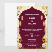 Beige en rode huwelijksuitnodiging kaart (Voorkant / Achterkant)