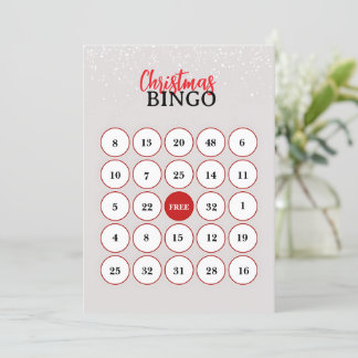 Beige en rode minimalistische Christmas Bingo Kaar Feestdagenkaart