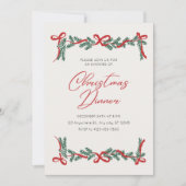 Beige en rode vintage kerstdiner kaart (Voorkant)