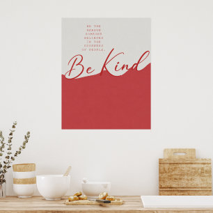 Beige en Rode Vriendelijkheidsquote – Minimalistis Poster