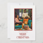 Beige en rode vrolijke kerstwensen Groet Feestdagenkaart (Voorkant)