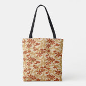 Beige en roodbruine bloemen  tote bag (Achterkant)