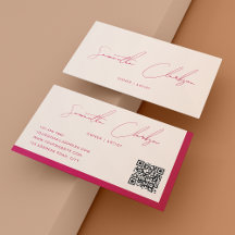 Beige en Roos rode handgeschreven QR-code voor scr
