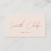 Beige en Roos rode handgeschreven QR-code voor scr Visitekaartje (Voorkant)