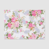 Beige en Roze bloemen Tissuepapier (Voorkant)