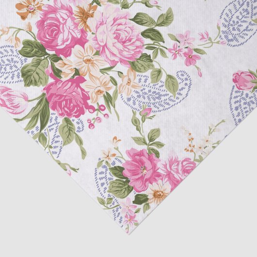 Beige en Roze bloemen Tissuepapier (Detail)