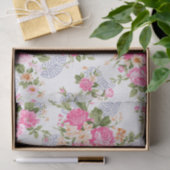 Beige en Roze bloemen Tissuepapier (Geschenk)