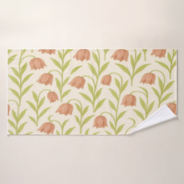 Beige en Roze Bloemendoek Badhanddoek