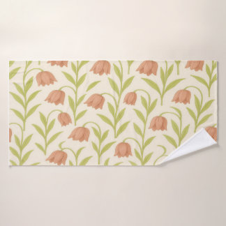 Beige en Roze Bloemendoek Badhanddoek