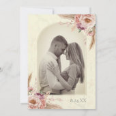 Beige en Roze Boho Waterverf Bloemen Huwelijk Kaart (Achterkant)