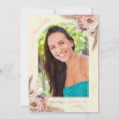 Beige en Roze Boho Waterverf Floral Afstuderen Kaart (Achterkant)